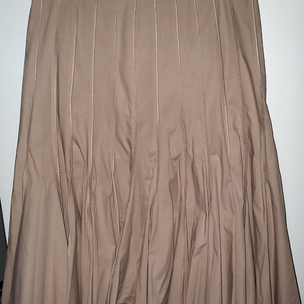 Lena Gabrielle NY pleated skirt knife-pleat khaki, beige,  A-line swing boho - Picture 2 of 9